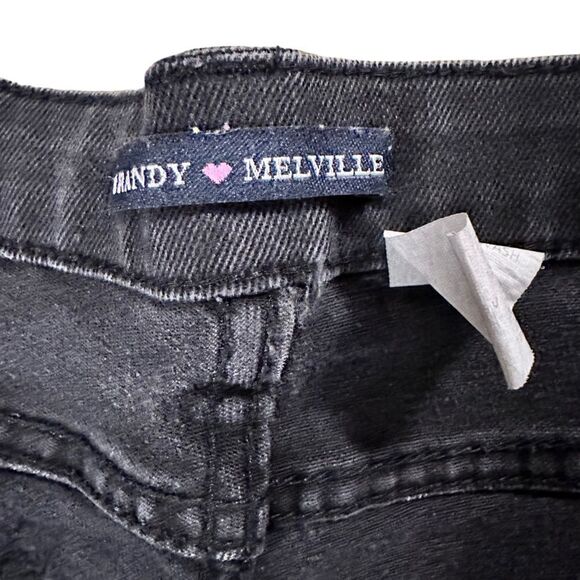 Brandy Melville ~ Black Denim Shorts ~ high waisted ~ size Small - Picture 3 of 7